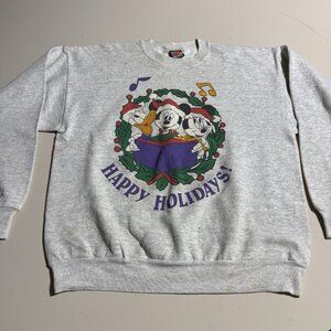 Vintage Disney Mickey Donald Christmas Crewneck Sweatshirt Large Jem Sportswear